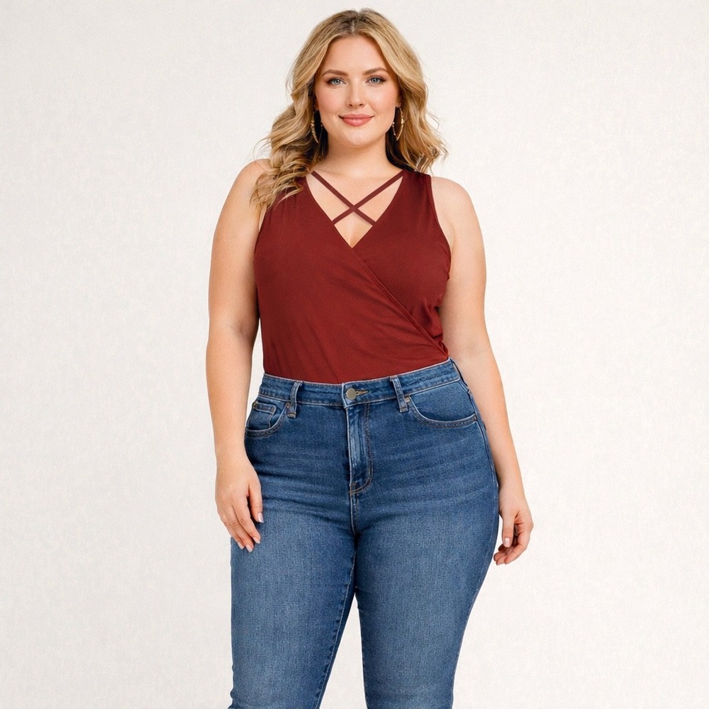 torrid Women's Supersoft Sleeveless V neck Wrap Style Pullover Bodysuit Size 2X